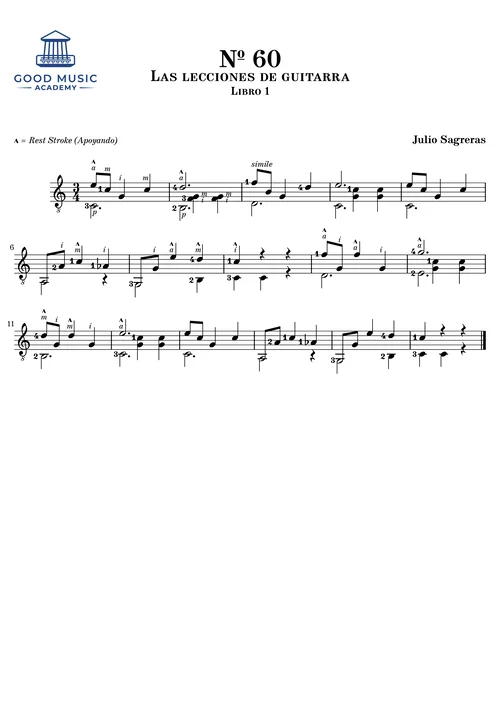 № 60, Las lecciones de guitarra (Libro 1) by Sagreras classical guitar sheet music preview