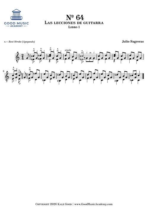 № 64, Las lecciones de guitarra (Libro 1) by Sagreras classical guitar sheet music preview